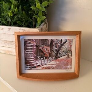 Montreal Street Scene Photo Print in Wood Frame Fall Snow Staircase Decor